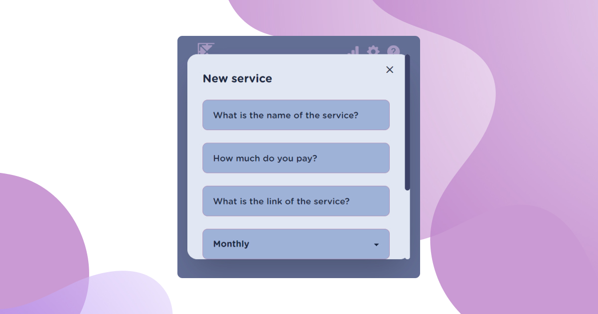 Form to add a new subscription