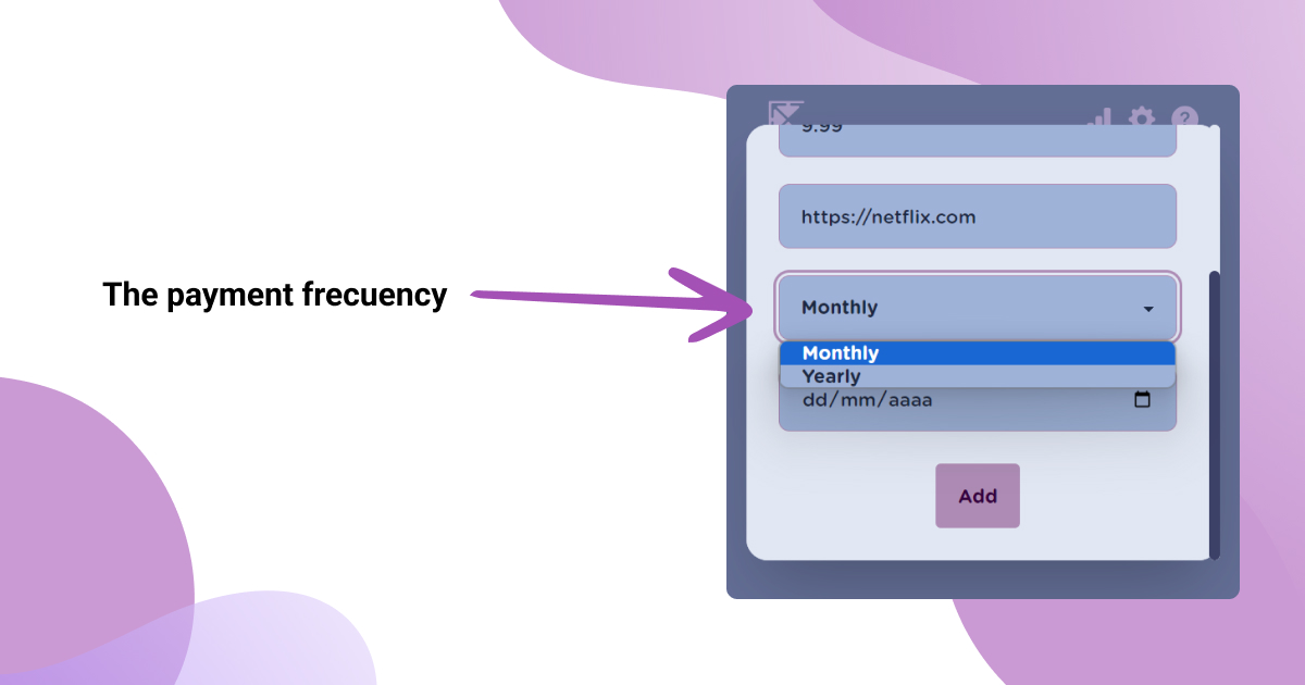 Selecting the payment frecuency